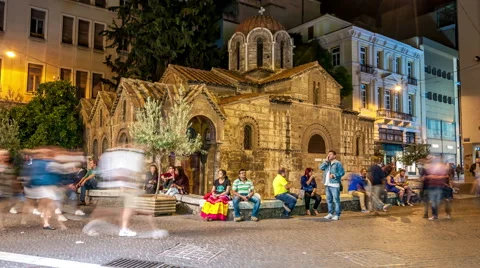 Athens - A typical evening scene in Ermou street Stock Footage 56357880