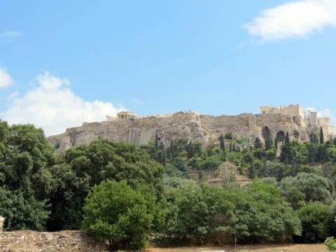 Athens, view from below the  Acropolis Stock Photos