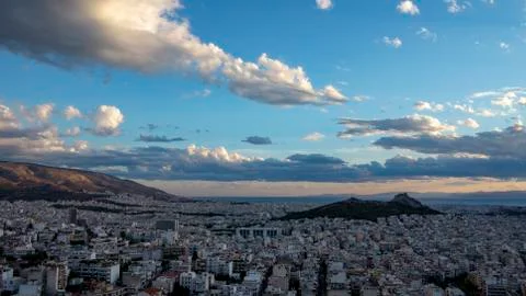 Athens view a cloudy evening Stock Photos