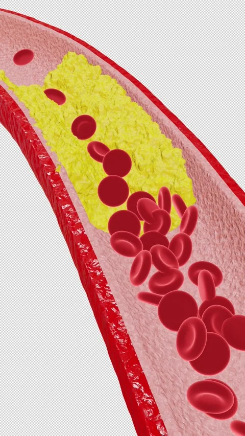 Atherosclerosis Plaque Buildup Inside Artery Blood Vessel Animation Stock Footage 337454751