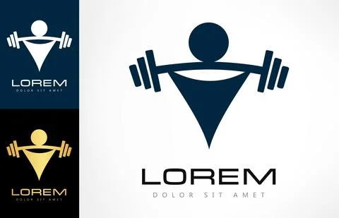 Athlete with barbell logo vector design. Logo fitness club. Stock Illustration