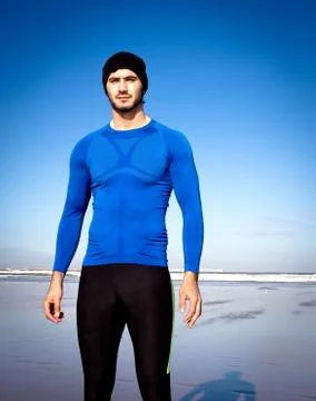 Athlete on beach Stock Photos