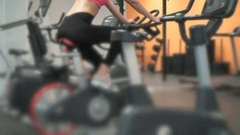 Athlete blonde engaged in the gym 스톡 동영상 80288697