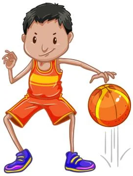 Athlete bouncing ball on white background 스톡 일러스트