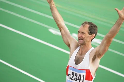 An Athlete Celebrating Stock Photos