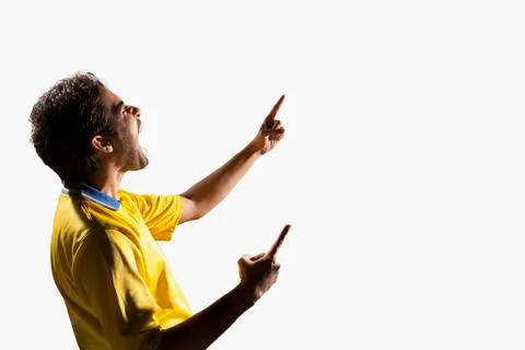 Athlete cheering on white background Stock Photos