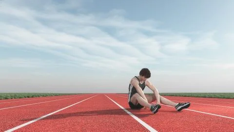 Athlete defeated the runway. Illustrazione stock