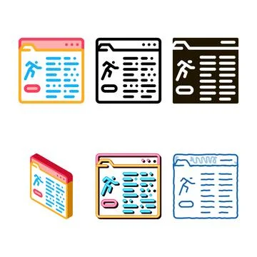Athlete diversity information document folder icon vector outline Illustrazione stock