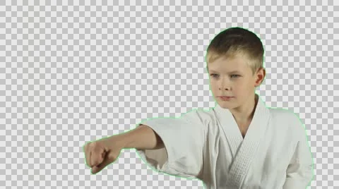 An athlete does karate techniques Stock Footage 56239747