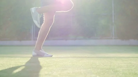 Athlete doing exercise at the stadium Stock Footage 56229077
