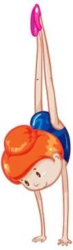 Athlete doing handstand on white background Stock Illustration