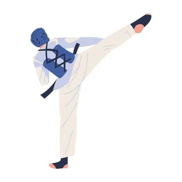 Athlete doing a kick of taekwondo Stock Illustration