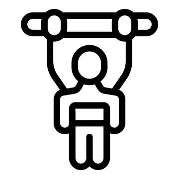 Athlete doing pull ups on horizontal bar icon Illustrazione stock