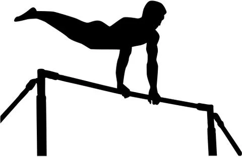 Athlete exercise high bar Stock Illustration