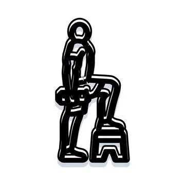 Athlete exercising with dumbbells doing step ups イラスト素材