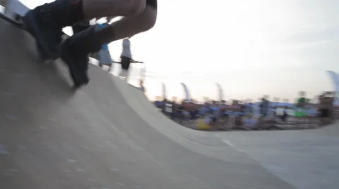 Athlete Falls While Performing Tricks in competitions on roller Skating Stock Footage 59896524