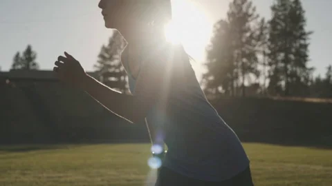 Athlete female getting ready for a run Stock Footage 78982683