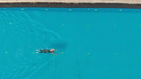 Athlete female training in the big pool. Stock Footage 126422981