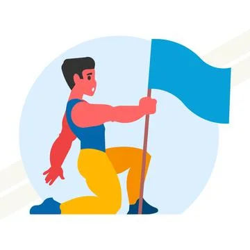Athlete-with-flag Stock Illustration
