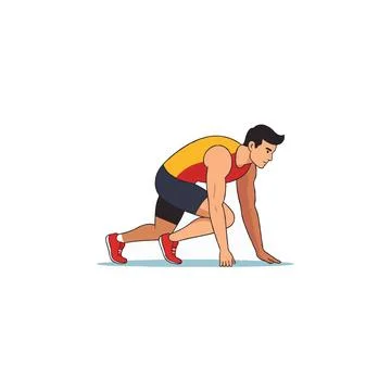 Athlete getting ready sprint racing illustration demonstrating power speed .. 스톡 일러스트