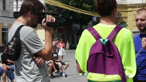 The Athlete Gives An Interview Stock Footage 92413378