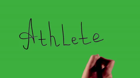 Athlete - Hand writing on green screen Stock Footage 33783371