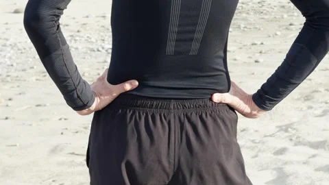 Athlete With Hands At His Hips Stock Footage 275177476
