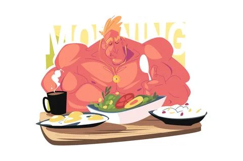 Athlete having breakfast Stock Illustration