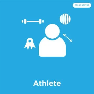 Athlete icon isolated on blue background Free Stock Illustration