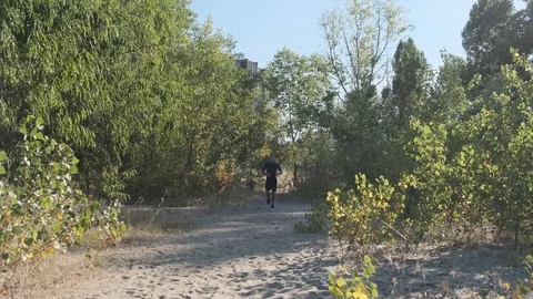 Athlete jogging in the park Stock Footage 111629603