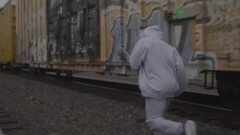 Athlete Jogs By Train Stock Footage 270325020