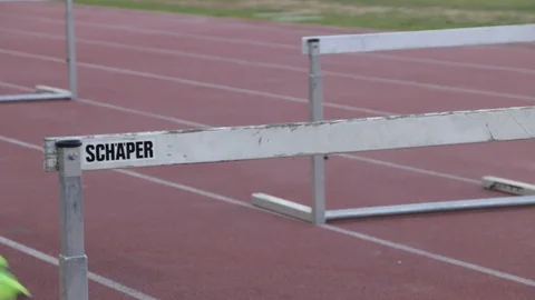 Athlete Jumping Hurdles during practice session. Stock Footage 86632343