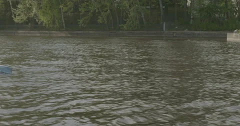 Athlete in a kayak will float by Stock Footage 63944131