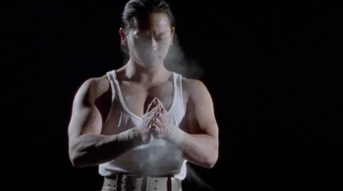 An athlete lifts heavy weights overhead. Stock Footage