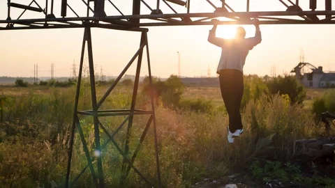 Athlete loves workout. Pull-up as part of a workout that can be performed Stock Footage 79760718