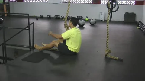 Athlete making leg less rope climb Stock Video Pond5