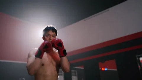 Athlete man Boxing workout training exercise in Fitness Gym Healthy Lifestyle Stock Footage 152514170