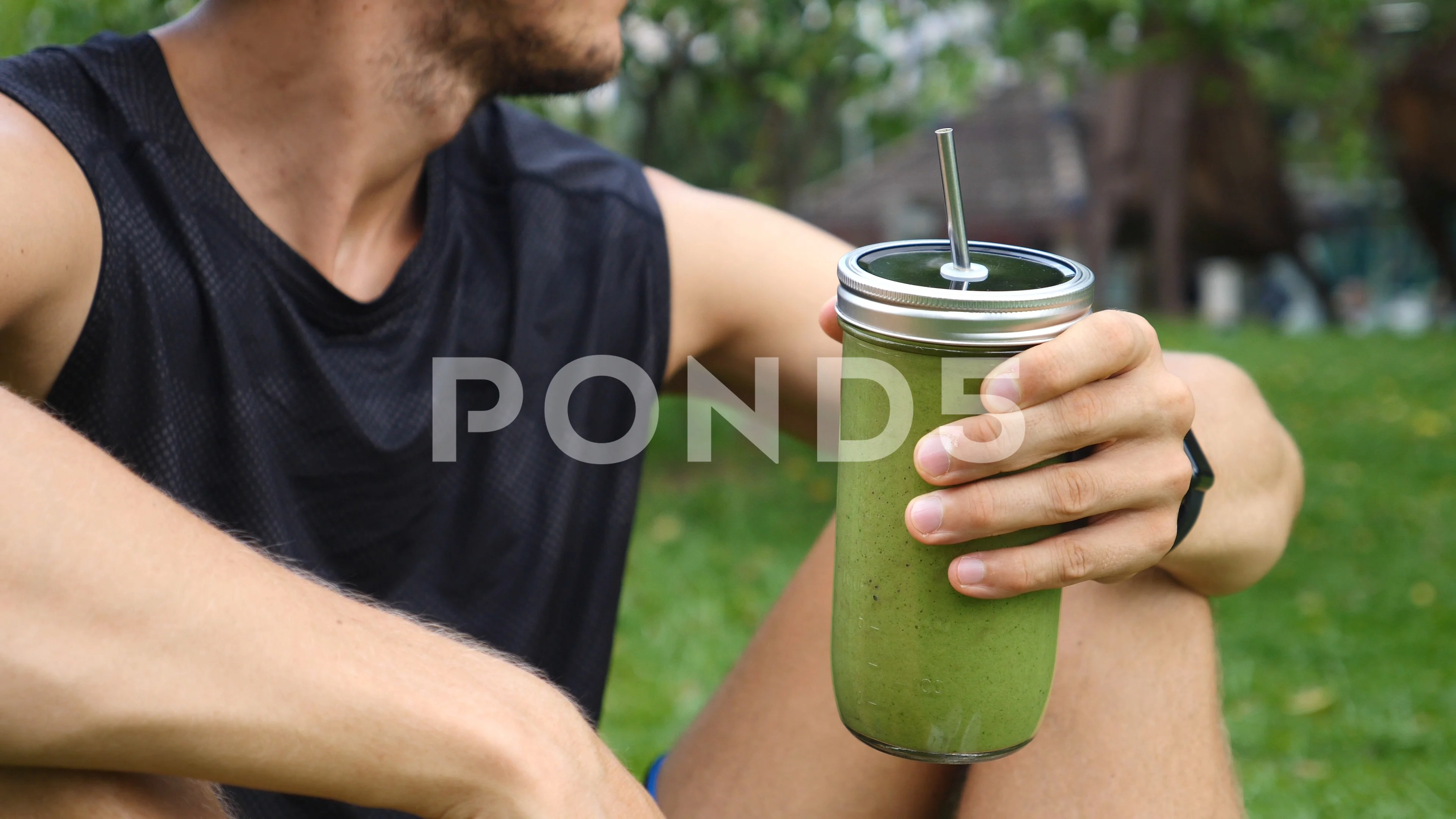 Athlete Man Drinking Green Smoothie. Fit... | Stock Video | Pond5