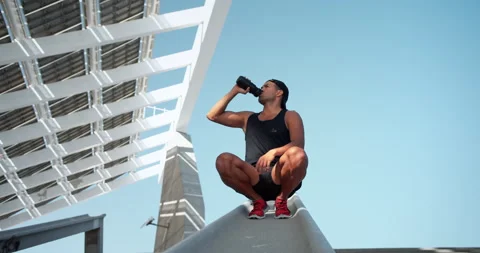 Athlete Man Runner Taking Break After Workout Jogging Training. Sport Recreation Stock-Footage 149001598