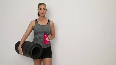 Athlete with mat Stock Footage 80425103