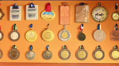 Athlete medal collection Stock Footage 40452153