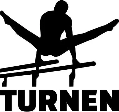 Athlete at parallel bars with german word gymnastics Stock Illustration