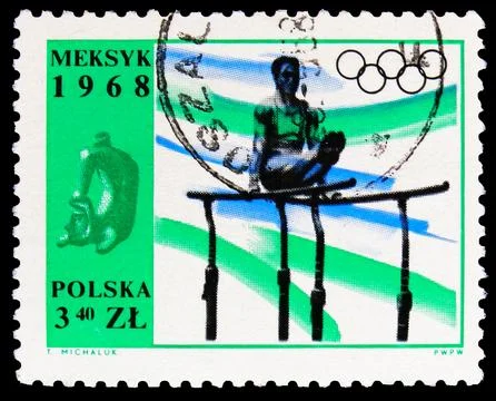 Athlete on Parallel Bars, Summer Olympic Games 1968 - Mexico City serie, ci.. 写真素材