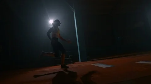 Athlete performing a long jump during a competition. Stock Footage 123868165