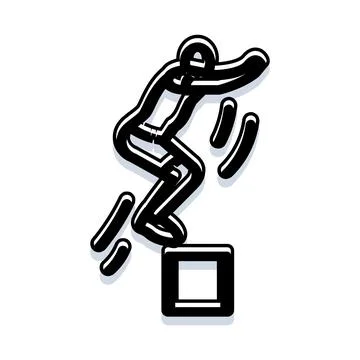 Athlete performing parkour jump over obstacle graphic Ilustración de archivo