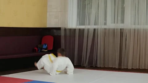 The athlete performs a jump to the surface and somersault back Stock Footage 247554296