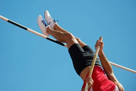 Athlete pole vault with Stock Photos