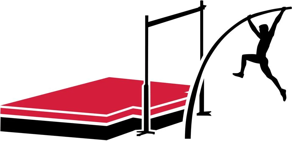 Athlete at the pole vault system Stock Illustration