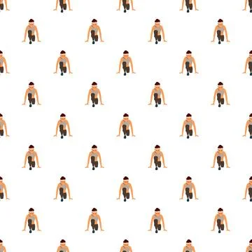 Athlete preparing to run in a repeating pattern Stock Illustration