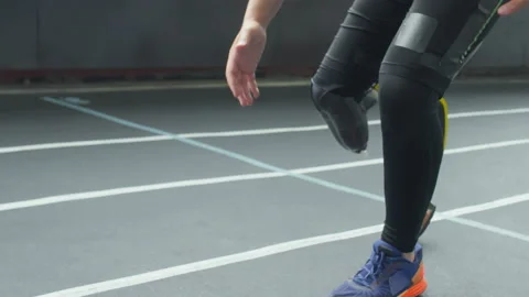 Athlete with Prosthetic Leg Running at Stock Video Pond5